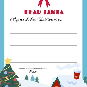 Carta ao Papai Noel | Lista de desejos de Natal | Natal para impressão para crianças