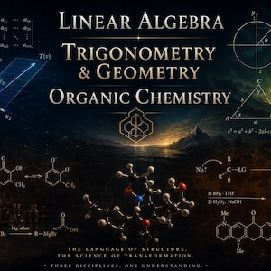 Pack STEM, cours complets de trigonométrie, algèbre linéaire et chimie organique, guide d'étude de 30 leçons, téléchargement numérique