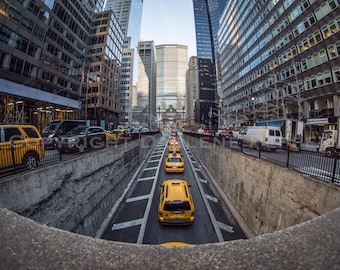 Lámina de taxi amarillo de Nueva York / Vista de la Grand Central Terminal - Decoración de pared