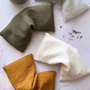 10" Weighted Ultra Soft Cotton Eye Pillow (11oz) | Washable | Flaxseeds | Organic Lavender Buds+Rice | Aromatherapy | Heating Pad | Muslin
