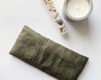 100% Linen Washable Eye Pillow | 11oz | Lavender+Rice | Aromatherapy | Stress Relief | Heating Pad | Yoga Gift
