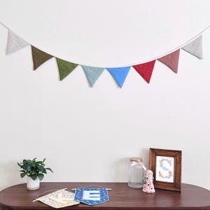 Linen Nursery Bunting: Double-Sided Fabric Banner