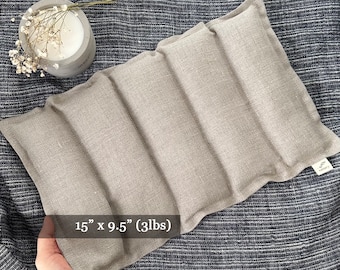 15"x9.5" | Linen Large Heating Pad | Organic Lavender buds+Rice | Nontoxic | Muscle Pain | Hot&Cold Therapy