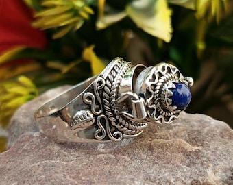 Poison Ring,925 Sterling silver Ring,Silver ring with Natural lapis lazuli gemstone,gift ring,gift for her,Birthday Gift ring,