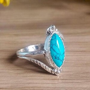 Sterling Silver Turquoise Ring: Handmade March Birthstone Jewelry