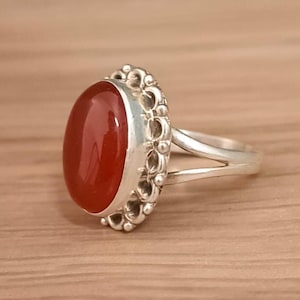 Anello in argento sterling con rubino naturale fatto a mano – Pietra portafortuna di gennaio