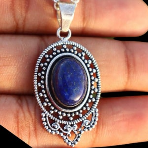 Unique Lapis Lazuli Pendant, Sterling Silver 925 Pendant, Boho Silver Pendant, Handmade Pendant, Gifted For Special Person