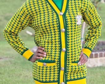 Chi Eta Phi Hahnentritt-Strickjacke