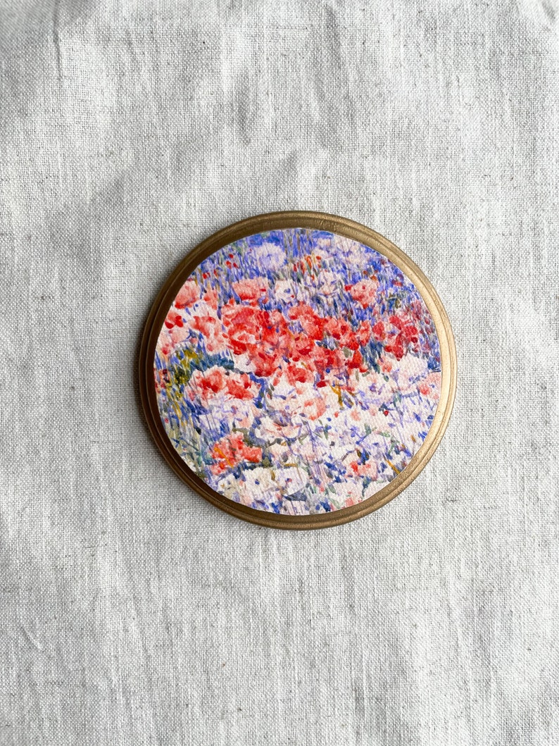 Miniature Oil Painting, Small Floral Painting, Maximalist decor, Tiny Round Painting, Mother's Day Gift, Anniversary Wood, Oval Painting image 1