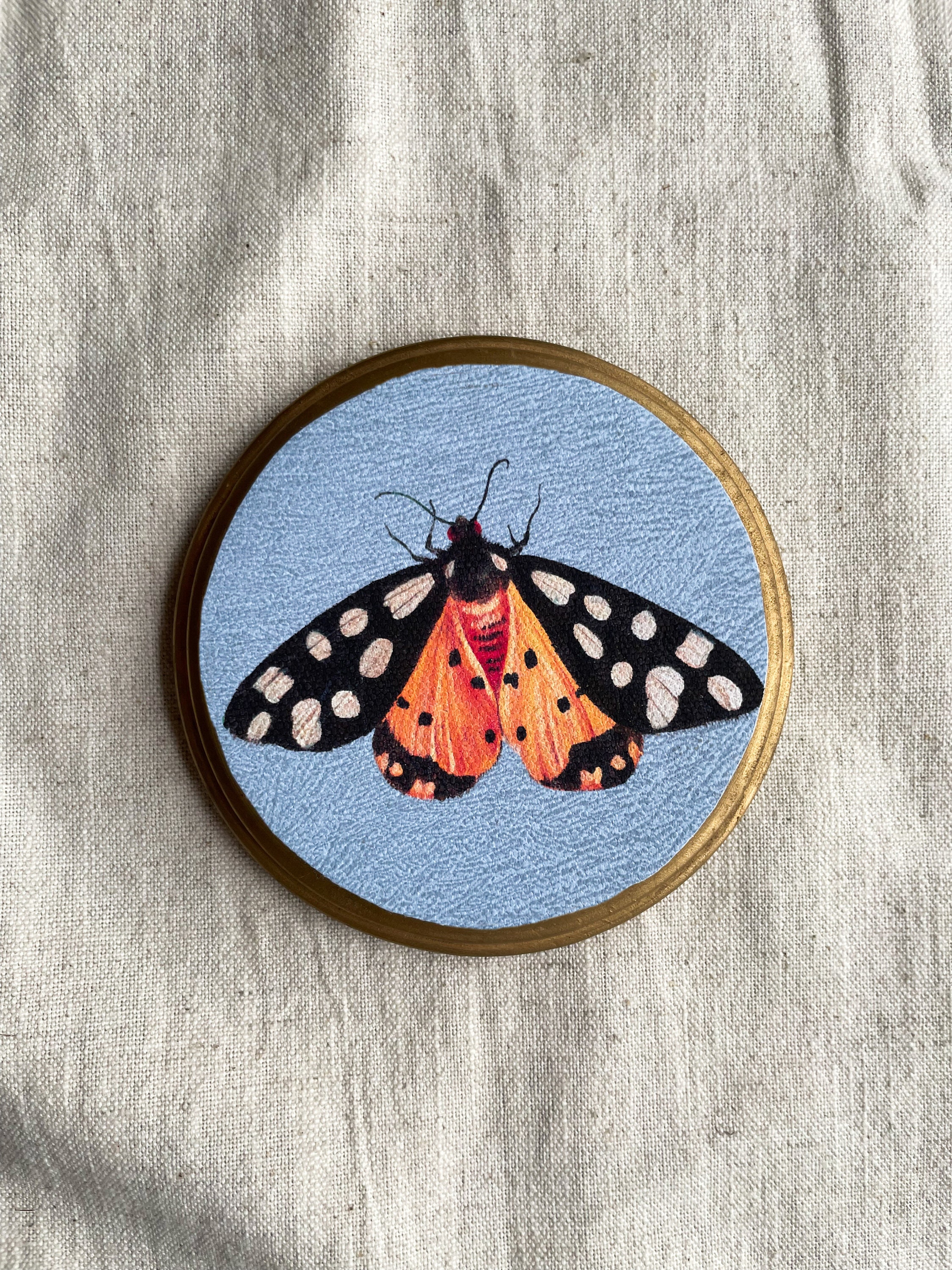 Miniature Oil Painting, Small Floral Painting, Maximalist decor, Tiny Round Painting, Mother's Day Gift, Anniversary Wood, Oval Painting