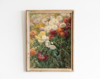 Stampa artistica di fattoria VINTAGE, dipinto a olio di fiori selvatici stampabile, stampa di fiori vintage, arredamento cottagecore, poster floreale colorato, stampa di margherite