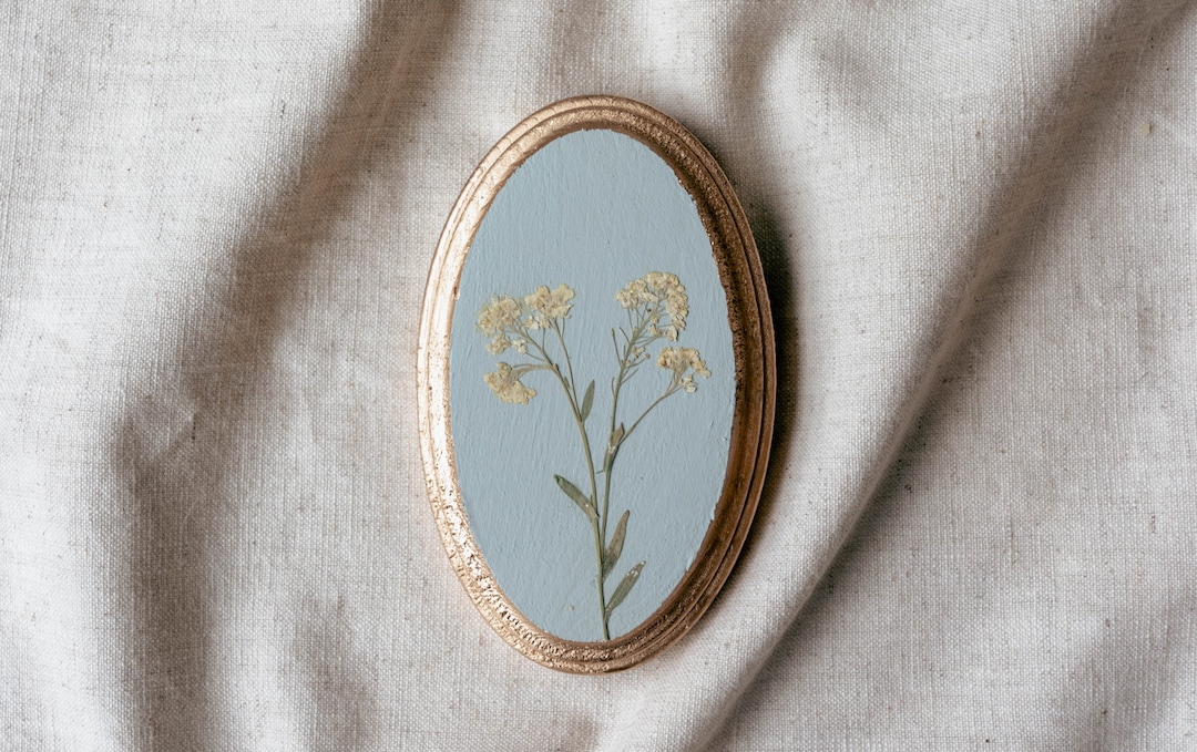 Pressed Floral Wall Art, Framed Pressed Flower, Miniature Painting