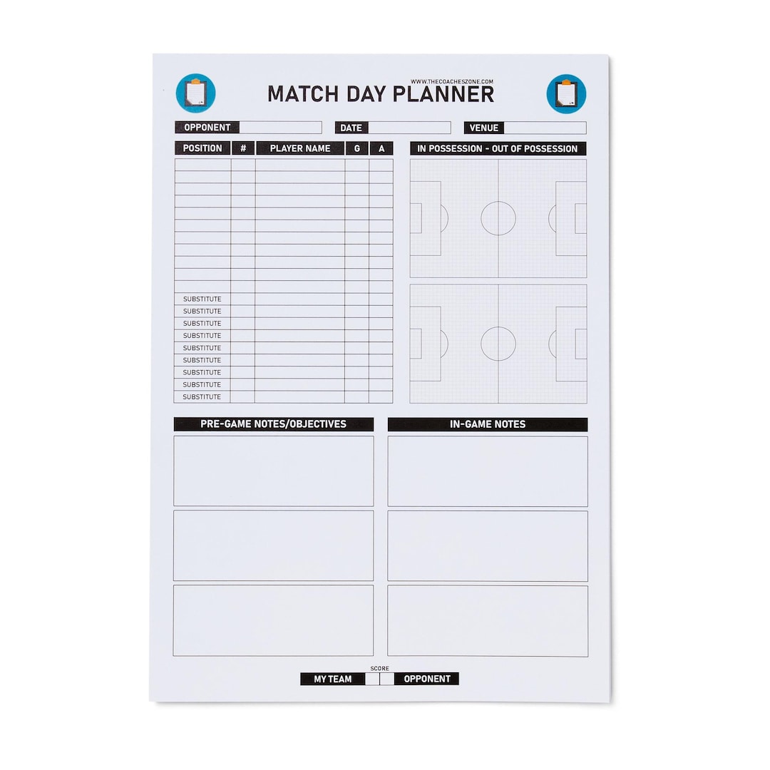Buy Football Matchday Planner – A4 Coaching Deskpad for Game-day