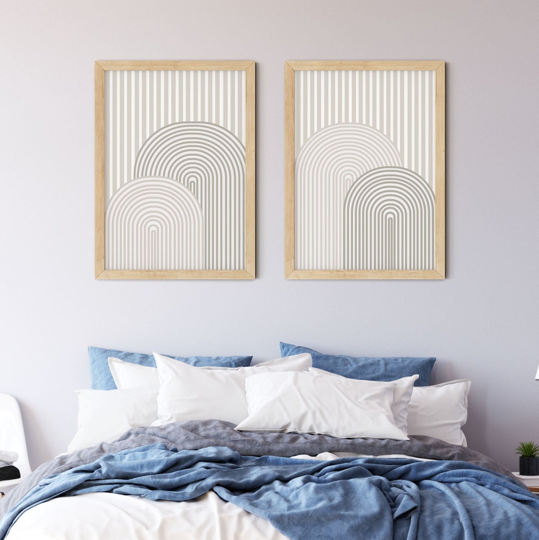 Large Wall Art Abstract Art Wall Art Curved Lines Etsy