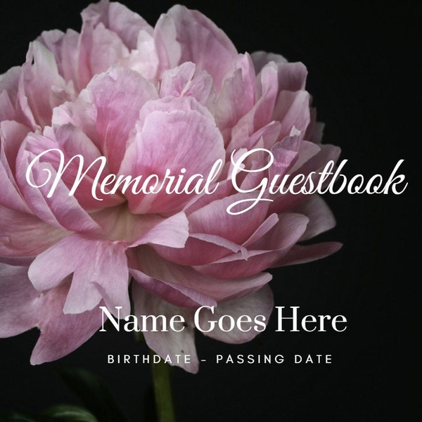 GUESTBOOK}MEMORIAL/FUNERAL-Customize-Stunning photos of Beautiful Blooms, matching alternating signing pages-Large 8x11 Hardcover 50 pages