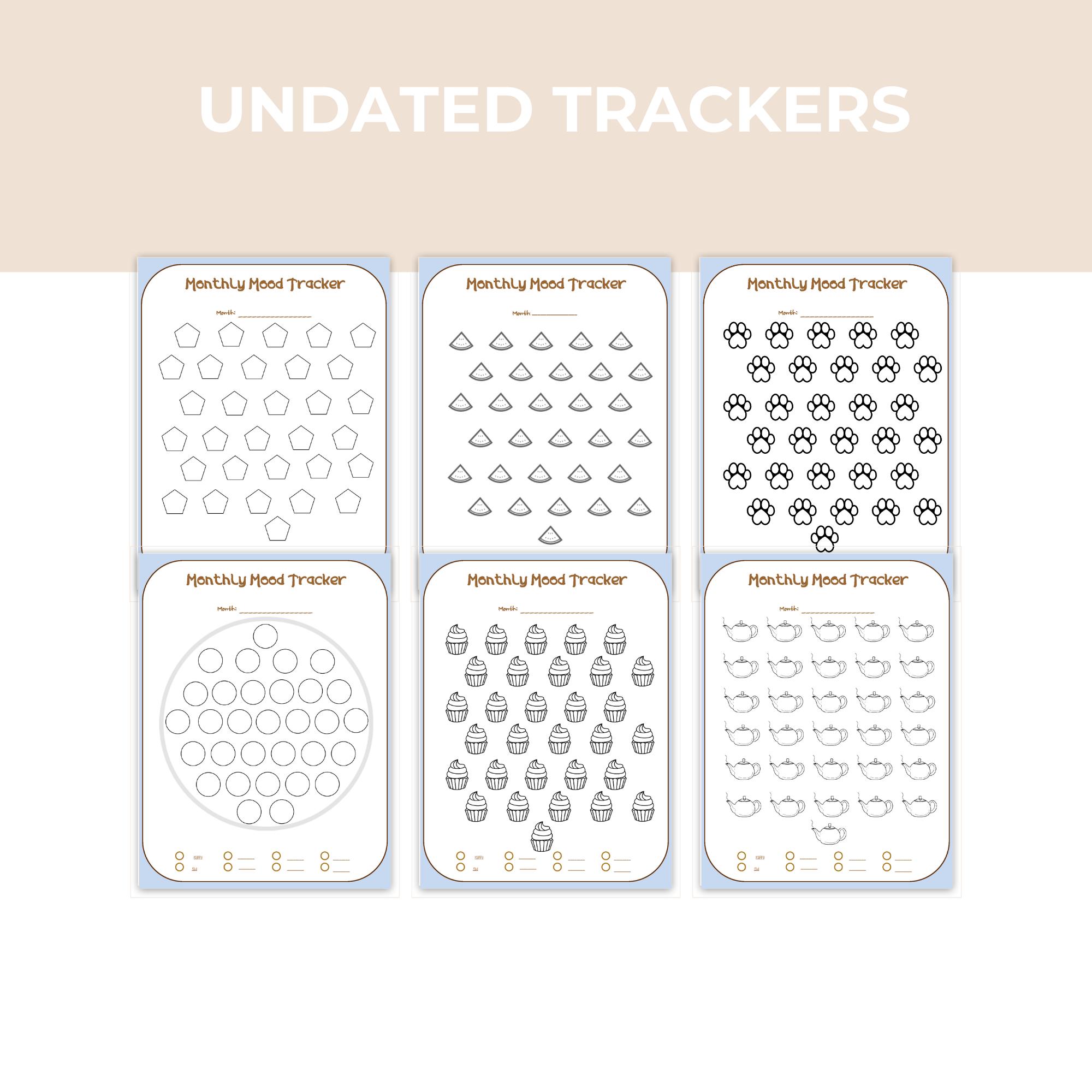 Mood Tracker Bundle | 51 Undated Printable Pages | Monthly & Multi ...