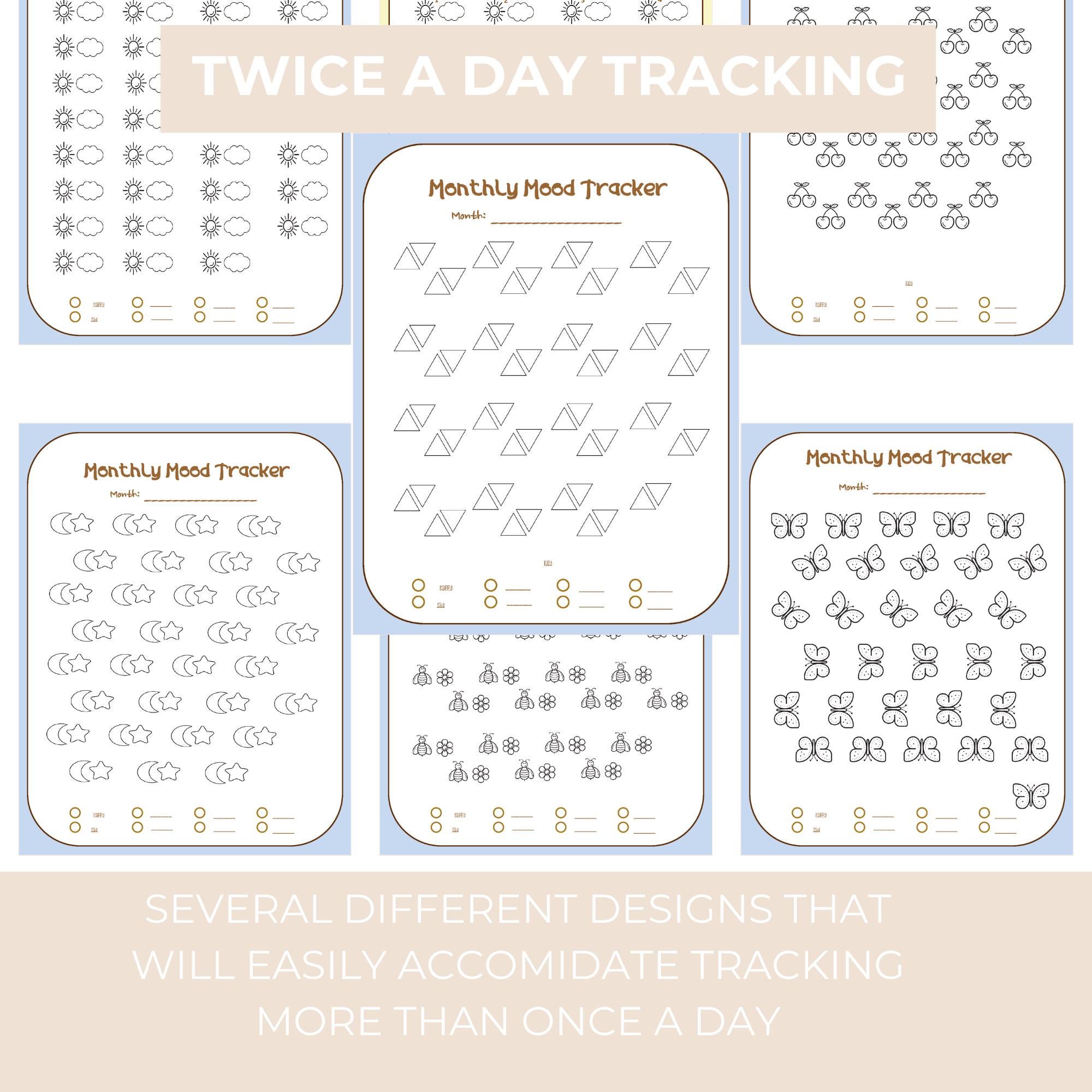 Mood Tracker Bundle | 51 Undated Printable Pages | Monthly & Multi ...