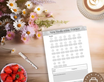 Monthly Tracker for Daily Medication, Daily Medication Tracker with Notes for New Medication, Simple and Colorful Medication Tracker-Gray