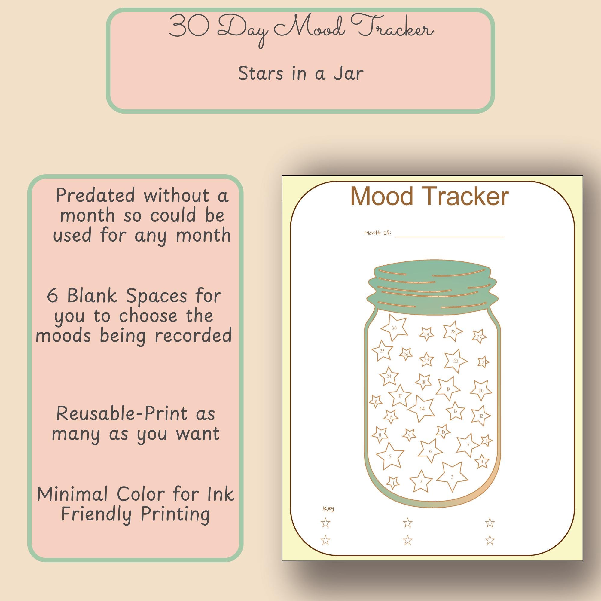 Stars in a Jar Mood Tracker | Printable Mental Health Journal (PDF) - Etsy