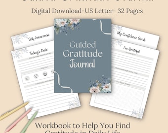 Diario della gratitudine guidata / Quaderno di lavoro stampabile per la cura di sé (download digitale)