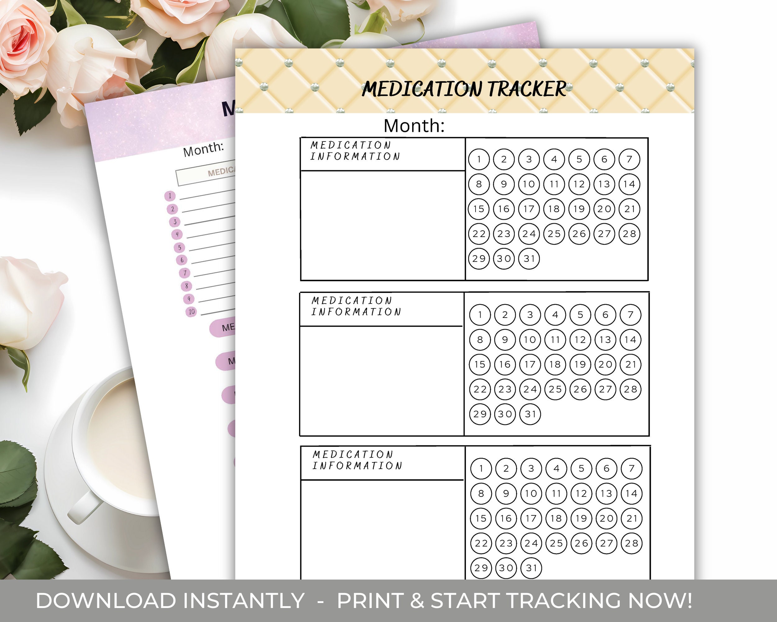 Monthly Medication Tracker, Printable Medication Tracker, Medical ...
