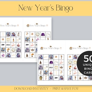 Silvester Bingo Spiel Digitaler Download: Festliches Partyspiel mit 50 Einzigartigen Karten für Familie, Freunde & Event Spaß!