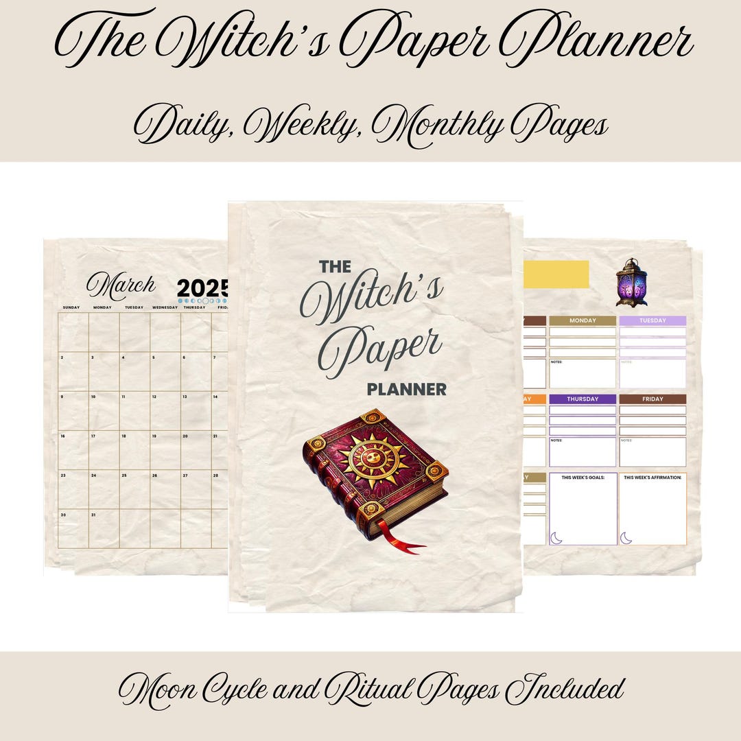 Planner Ritual 2025-2026 Witch Planner, Moon Phases, Ritual Pages (digital Download ...
