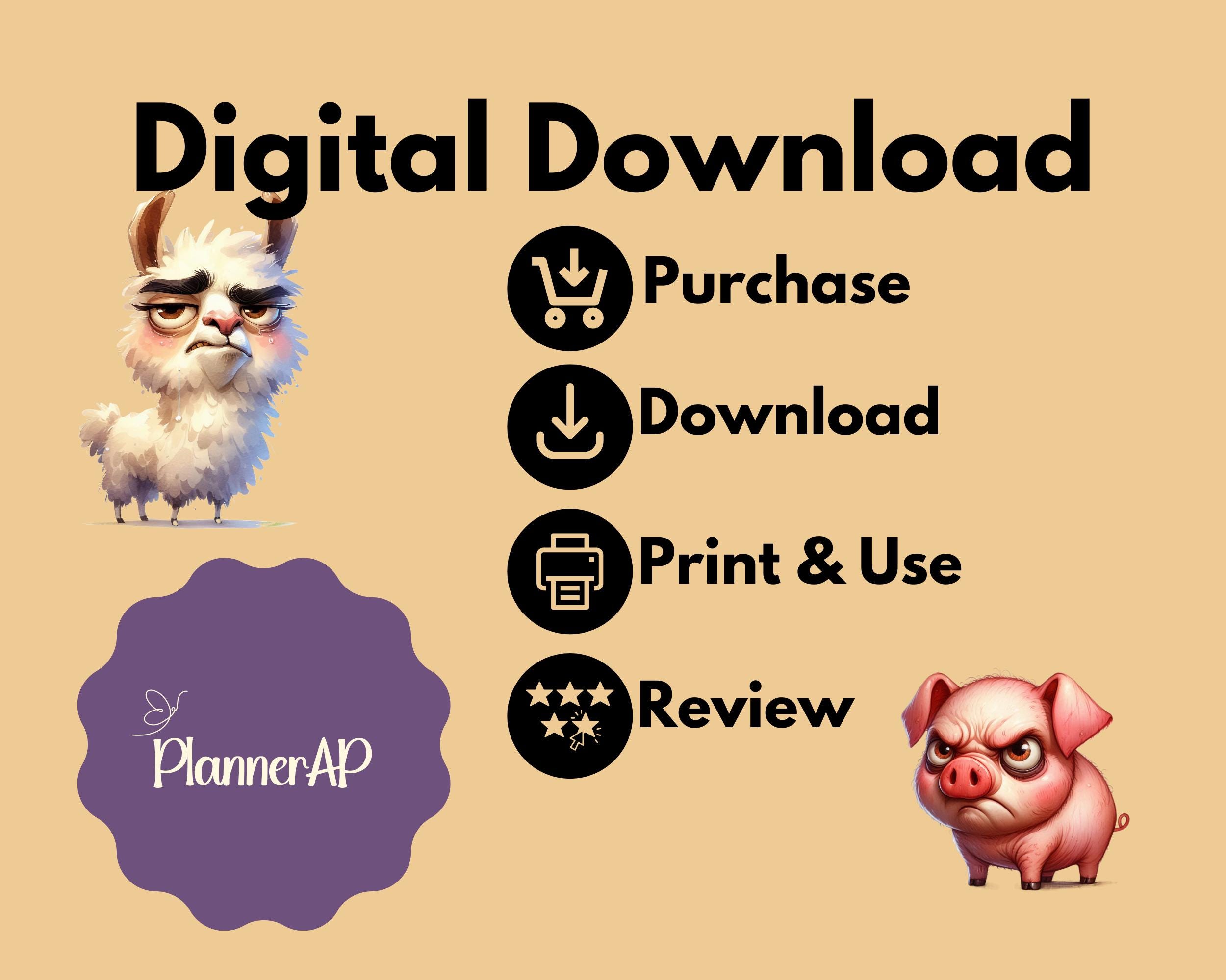 Grumpy Animals Bingo Game - 50 Unique Digital Cards for Family Game ...