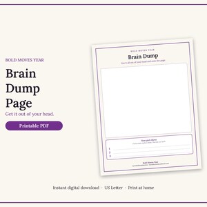 Página imprimible para vaciar la mente, hoja de trabajo para ordenar la mente, planificador de limpieza mental en PDF, descarga digital para mujeres ocupadas.
