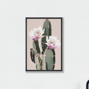 PHYSICAL PRINT of Colorful Flowering Organo Cactus, Floral Artistic Print, Poster, Satin Poster (210gsm)