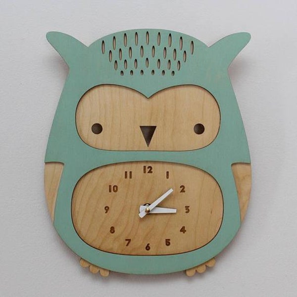 Digital Laser Cut cnc Cute Baby Owl Wall Clock Kids Room Decor SVG Dxf CDR eps pdf / file, modello vettoriale, modelli vettoriali