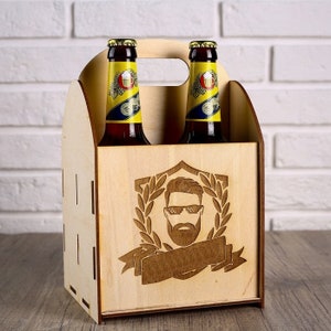 Digital Laser Cut cnc Laser Cut 4 Beer Bottle Box Wooden Beer Caddy Carrier SVG Dxf CDR eps pdf | files, vector pattern, vector templates