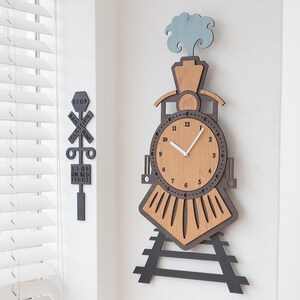 Digital Laser Cut cnc  Cute Wooden Train Wall Clock Kids Room Decor SVG Dxf CDR eps pdf | files, vector pattern, vector templates