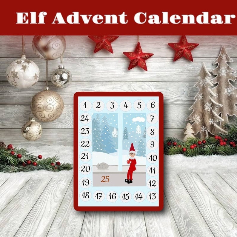 Elf Advent Calendar for Kids. Printable. Etsy
