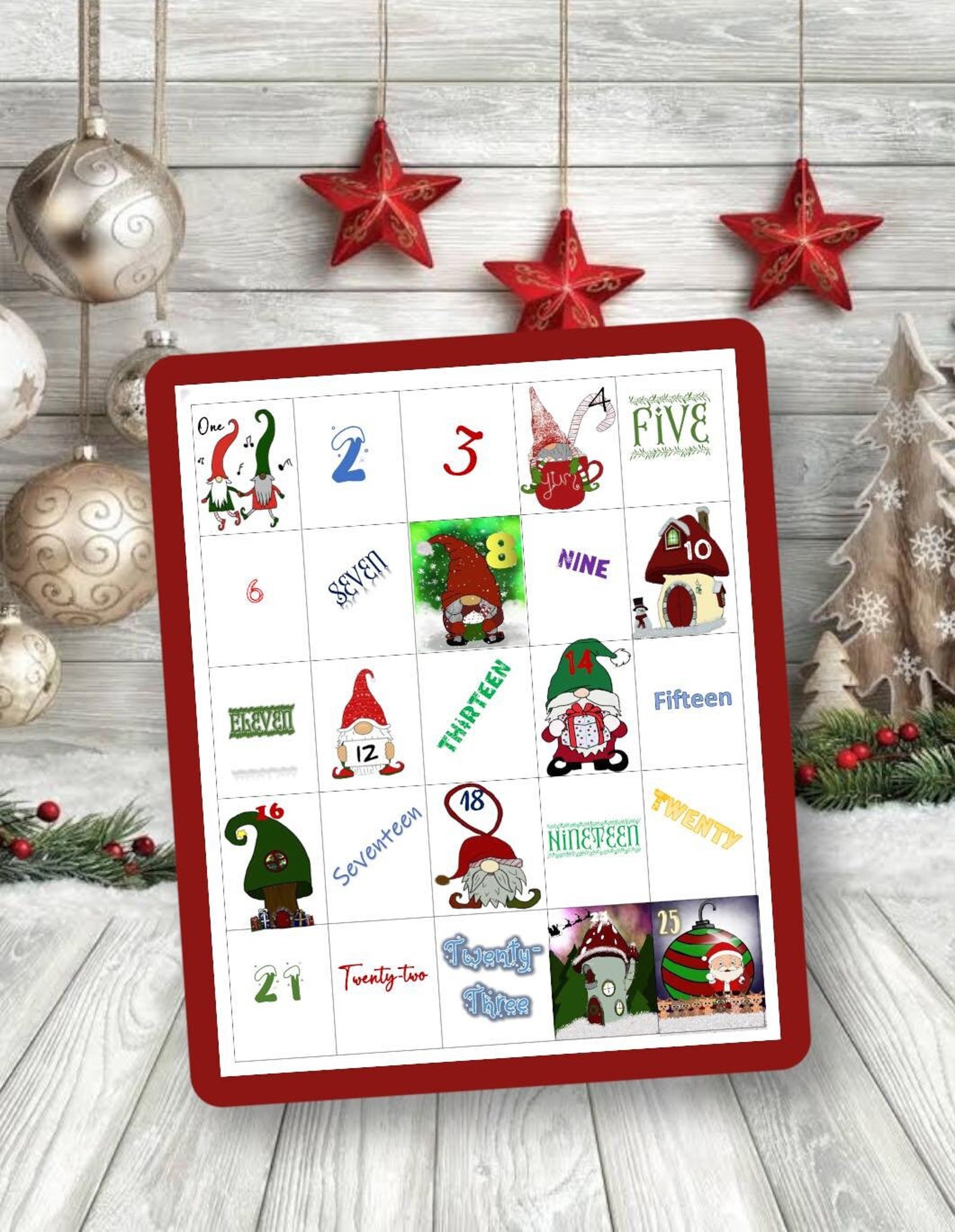 Gnome Advent Calendar for Kids. Printable Advent Calendar to Etsy