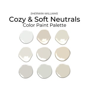 Sherwin Williams Soft and Cozy Neutrals Color Paint Palette, Whole House Paint Colors, Modern Home Color Palette, Interior Paint Palette