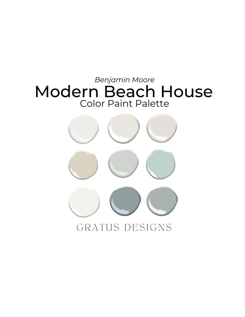 Benjamin Moore Modern Beach House Color Paint Palette, Whole House