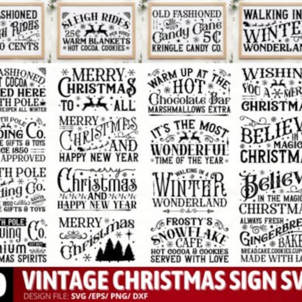 Vintage Christmas Sign Svg Bundle