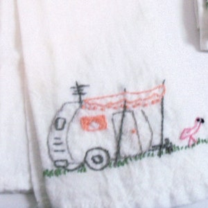 Embroidered dish towel, Camping dish towel, Glamping dish towel, Flour sack dish towel, Hand embroidered dish towel, Artisan made tea towel