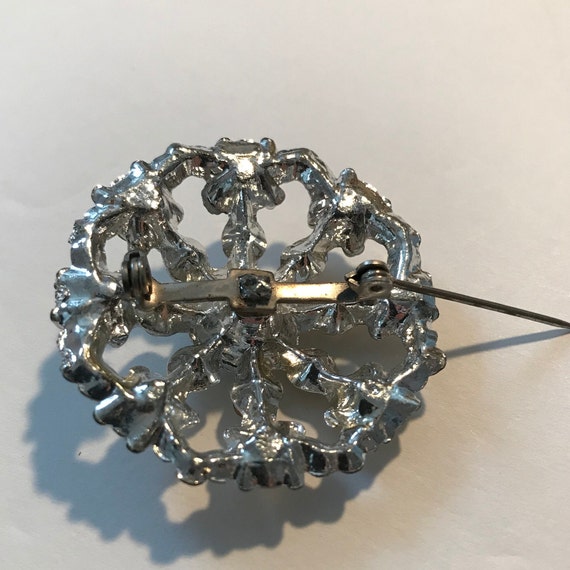 Clear Rhinestone Brooch Pin Costume Jewelry, Silv… - image 5