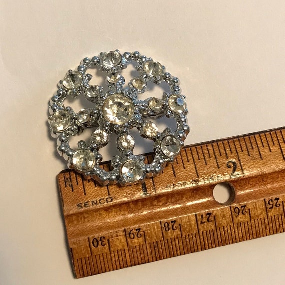 Clear Rhinestone Brooch Pin Costume Jewelry, Silv… - image 7