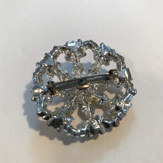 Clear Rhinestone Brooch Pin Costume Jewelry, Silv… - image 2