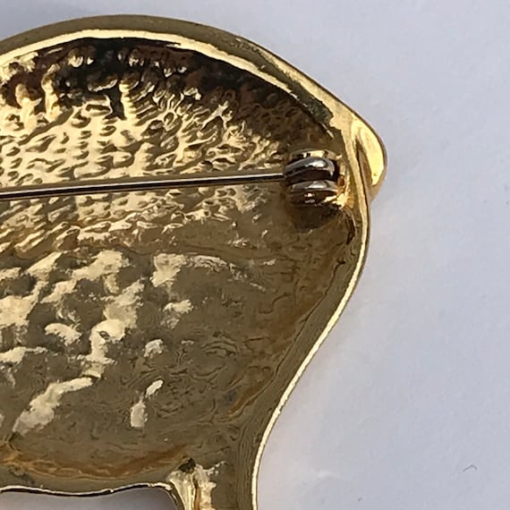 Pig Brooch Pin, Vintage Gold tone Pig Pin, Clear … - image 6