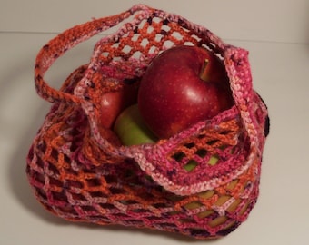Market Net Bag Holds 7+ Apples, Eco Bag, Reusable Bag, Handmade Produce Bag, Crochet, Bag, Mesh Bag, Artisan Cotton String Bag, Shopping Bag