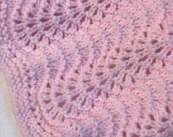 Baby Blanket, Pink Handmade Baby Blanket, Artisan Knitted Baby Blanket, Baby Shower Gifts, Soft Baby Blankets, Baby Blanket 35 x 32 inches