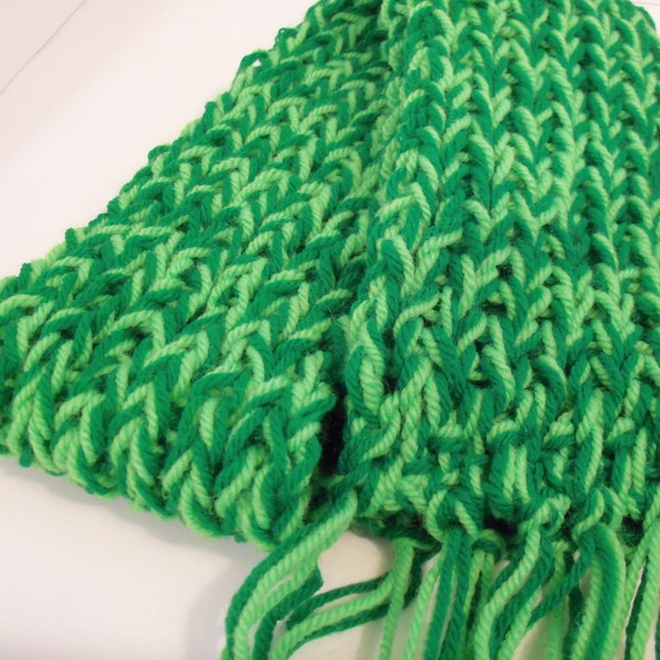 St Patrick's Day Scarf, Knitted Scarf, Handmade Green Scarves, Fashion Accessory Scarves, Unisex Scarves, Parade Goers Scarf, Outdoor Wear.