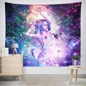 Encounter With The Sublime Trippy Tapestry | Psychedelic Love Divine Feminine Energy Wall Tapestry Wall Hanging Home Decor Bedroom Dorm