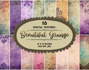 Vintage Grunge Digital Paper Pack - Instant Download, Printable Scrapbook Paper with Distressed Textures