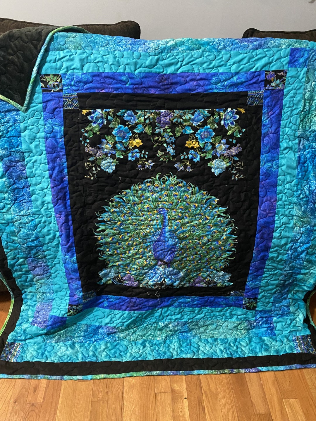 Peacock Premium Lap Quilt lap 56 in X 60 In Etsy