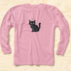 AI Black Cat Long Sleeve T-shirt Cat Lover Gift, Cute Cat, Kitten Art, for Men or Women